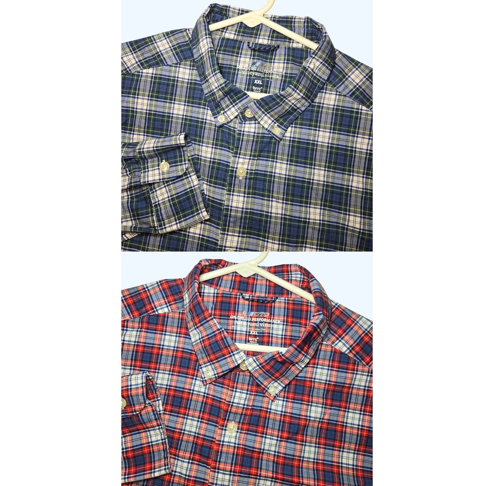 Lot of 2 Vineyard Vines Mens XXL OTG Performance Button Down Shirt Red Blue
